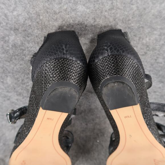 Sam Edelman Shoes Womens 7.5 Sandal Leather Caged Buckle Strappy Low Wedge Donna - Picture 10 of 12